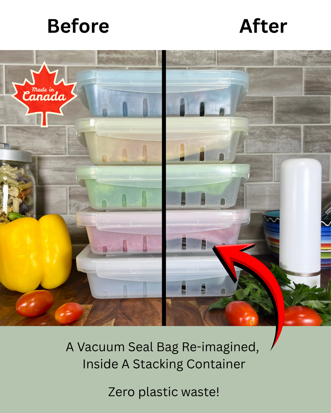 Airliss Reusables Starter Kit – Rechargeable Vacuum Seal | 5-Container Set  with Pump| Made in Canada